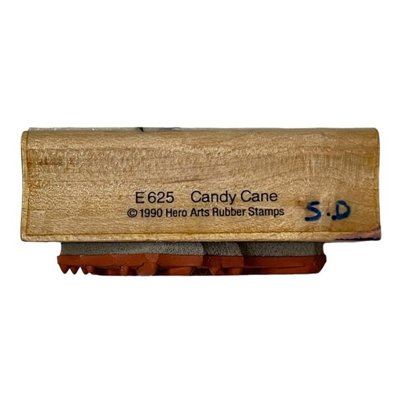 Hero Arts Vintage 1990 Candy Cane Christmas Holiday Wood Rubber Stamp 2.5" - Picture 4 of 4